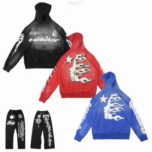 Diseñador Hellstar Holdie Mens para mujer Pantalias pantalones de chándal de chándal Sweatsuito rojo Blue Hellstars Long Sleeve Chaqueta Condemo espesada GDSQ