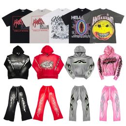 Designer Hellstar Hoodies Shirts Heren Losse hoodie Tees High street t-shirt Rapper Wash Grijs Heavy Craft Unisex Korte mouw Dames trui T-shirts Tops Aziatisch S-2XL