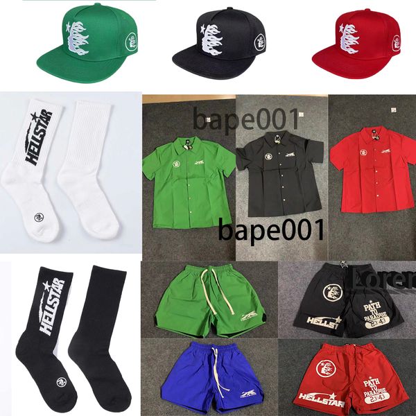 Pantalones cortos de diseñador hellstar Camisa deportiva Gorra de béisbol Conjunto deportivo Bordado de alta calidad algodón puro transpirable envío gratis Pantalones cortos para hombres de High Street