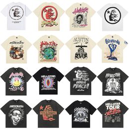 Designer Hellstart Mens T-shirt Men Hellstart Rapper lavage lourd Craft Y2K Hiphop à manches courtes Tshirts Tops High Street Retro W 636