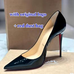 Designer Bootschoenen met hoge hak Rode glanzende onderkant Hoge hakken Luxe pumps Dames Dikke zool Sandalen met open teen Sexy Puntschoen Trouwschoenen 8 cm 10 cm 35-44