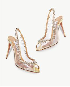 Designer High Heels PVC ontwerpers damessandalen Temptation kristallen sandalen crysta gesp feest trouwjurk schoenen hak sexy rugriem leer