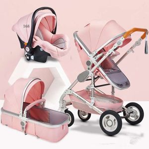 Designer High Landscape Baby poussette 3 en 1 maman chaude poussette rose voyager Pram Panier de voiture Bébé siège d'auto et chariot