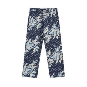 Designer High Men Street Flower Denim Couronne de jeans liés lavés noir