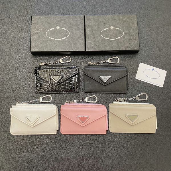 Porte-clés de styliste, portefeuille unisexe, Mini portefeuilles de luxe, porte-monnaie, breloque pour sac, chaîne de voiture, sac à cartes triangulaire