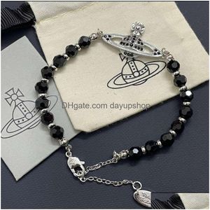 Ontwerper Hoge kwaliteit Empress Dowager Black Agate Jewelry Women Vivienne Unieke ontwerparmband voor drop -levering DHDHV