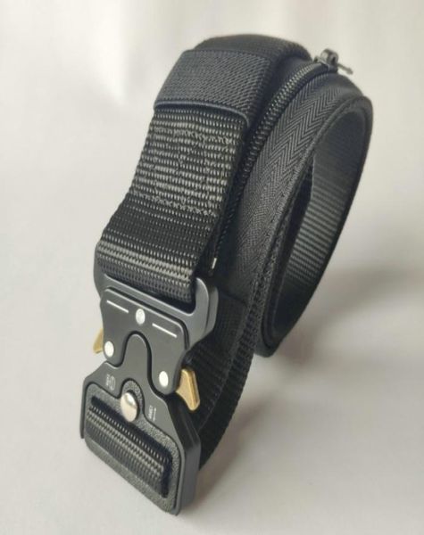 Concepteur de haute qualité cachée argent en nylon ceinture tactique Men039 portefeuille à fermeture éclair multifonctionnel