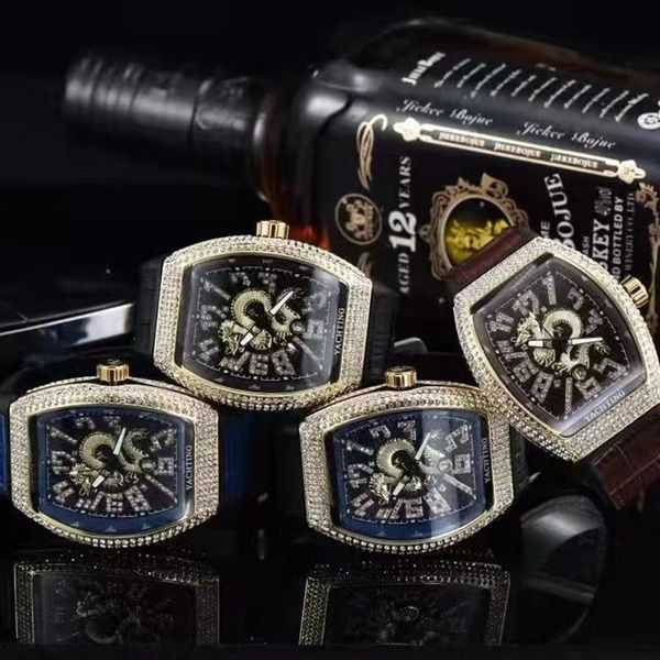 Designer de haute qualité montre pour hommes tonneau de vin montre peau simple avec yacht diamant vintage quartz fabricants de montres agent reloj