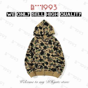 Designer Top Vervaardigde heren Hoodies Men Dames Stylist Shark Full Zip Tie Dyie Hoodie Jacket Color Grid Sta Camo Sweatshirt Fashion Luminous Camouflage Tiger Hoody H1-5