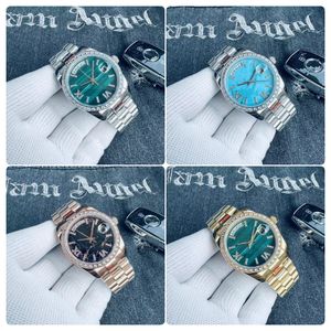 Ontwerper Hoogwaardige heren Watch Mechanische automatische horloge Diamond Watch Heren Luxe Watch Gold roestvrijstalen riem met diamant Romeinse digitale klok