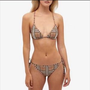 Ontwerper Hoge kwaliteit Plaid Lace-Up Halter Bikini Tweedelende mode Gestreepte Split Beach Swimsuit Borstblok Bikinibehb's Sets