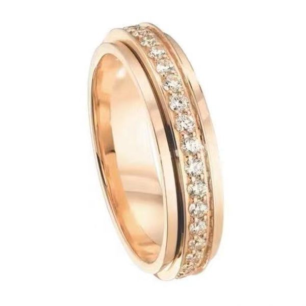 Bague de couple rotative de haute qualité, bague Sky Star en acier titane, couleur rose, sans décoloration, cadeaux pour hommes et femmes