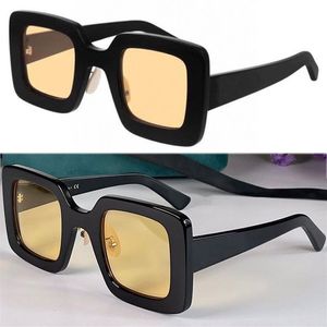 Designer hoogwaardige zonnebril 0780S Men Women Fashion Shopping Classic Square Black frame Geel Lens UV -bescherming Driving TRA1974