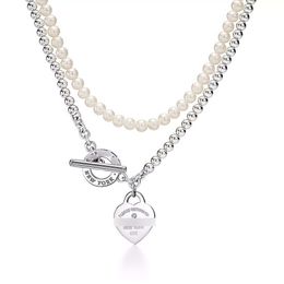 Designer de haute qualité T Family Seiko Pendentif Nouvelles perles Colliers Tifffanytys Collier d'amour OT avec chaîne de pull en diamant Collier pendentif chaud net