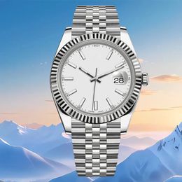 Diseñador de alta calidad mujer acero inoxidable 36/41 mm esfera blanca pareja zafiro luminoso impermeable reloj de moda regalo del día de San Valentín