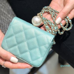 Designer de haute qualité femmes porte-monnaie porte-monnaie collier dames souper mini sacs avec pochette perle ladys taille portefeuilles j5565