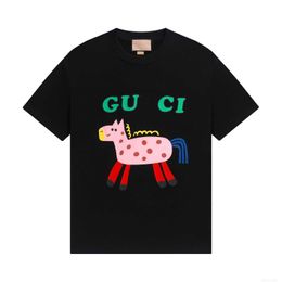 Designer Version haute 2024 début du printemps GU famille animal imprimé Internet célèbre hommes et femmes OS lâche à manches courtes T-shirt chemise de base ZLWF