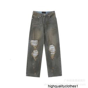 Designer hoge versie B familie 23ss versleten gewassen gat patch mode veelzijdige high street denim jeans voor mannen en vrouwen 8X2U