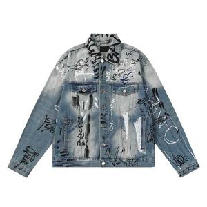 Designer haute version B famille 24SS tendance décontracté coupe ample couple graffiti lettre veste veste en jean A4NY