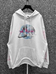 Designer Hoge versie B Home Earth Music Hoodie met op maat geweven en geverfde stof, OS Schouder Loose Fit, unisex hoodie 33x4