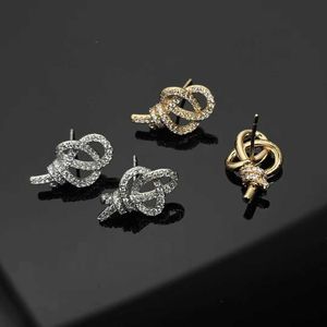 Designer High Version Brand Key Knoop oorbellen 925 Sterling Silver End Feeling Set met Diamond Full