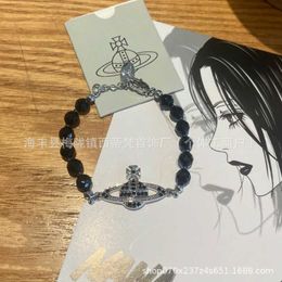 Bracelet d'agate noir de la version haute designer pour femmes pour femmes luxe léger petit diamant complet en diamant complet