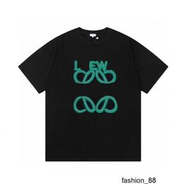 Designer High Version Luxury Fashion Luo Jia 24SS Début de printemps Nouvelle lettre brodée à manches courtes Couple de coton tricoté T-shirt brodé UV2J
