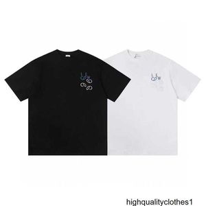 Designer High Version Luxury Fashion Luo Jia 24SS La lettre mal placée broderie classique Couple à manches courtes T-shirt en coton en tricot assorti Dela