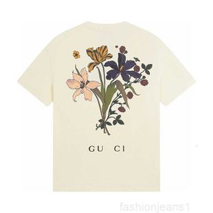 Designer haute version produit d'été GU maison spray numérique lettre florale simple lâche à manches courtes T-shirtOQIF