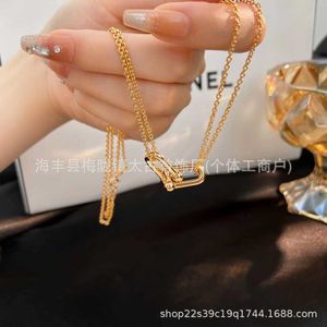 Designer hoge versie V Jinti Home diamanten dubbele ring ketting dames dikke plating 18K goud licht luxe einde live-uitzending