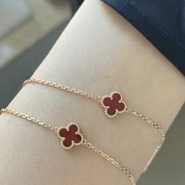 Designer High Version Van V Gold Simple Mini Clover Couple armband met koude en koele wind verdikt 18K Rose Plating Decoration sieraden met logo