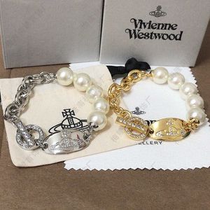 Designer Version High Westwood Full Diamond Doux Sweet Ot Buckle Pearl Circle Saturne Bracelet