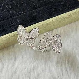 Ontwerper Hoge versie Xiaohongshu Seiko Butterfly Volledige diamanten ring met vrouwelijke opening uniek ontwerp en bekwaam