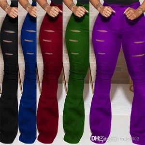 Designer taille haute évider femmes pantalons évasés pantalons de survêtement cloche pantalons collants complets