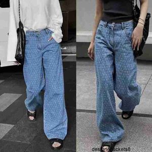 Designer losvallende, afslankende jeans met rechte pijpen en wijde pijpen voor dames, lentezomer, modieuze en veelzijdige gedrapeerde broek G9UE