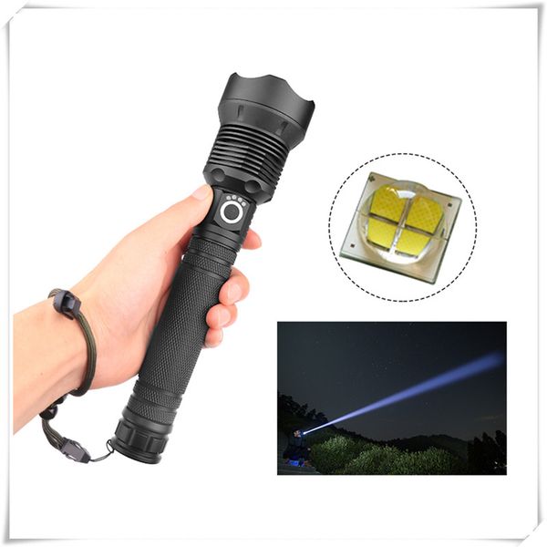 Designer- Lampes de poche de randonnée et de camping Torches XHP70 Lampe torche LED à mise au point zoomable haute puissance sans batterie