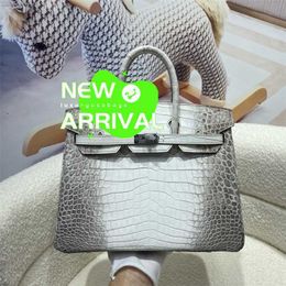 Diseñador Himalaya Crocodile Handbag Bols Bolsas de piel importada Bolsa de platino blanco Bk25 Bag Light Luxury Handswn Womens Handpal 25 pulgadas Wn-Vauk