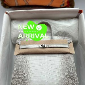 Designer Himalaya Crocodile Handtas Tas Tassen Geïmporteerd Witte huid Damestas Echt lederen handtas Familie 25 Platinum Handtas Volledige hand genaaid washad WN-15R9