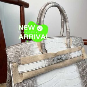 Designer Himalaya Crocodile Handsbag Tote Sacs Lola High-définition Bk30 Boucle de diamant blanc Xinglong Nile Skin Hand Cous Coure Filet Platinum Wn-N3E1