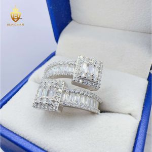Designer Hip Hop Blingdiam Jewelry 925 Sterling Sliver Ring Fashion Baguette VVS Moisanite Ring pour les femmes
