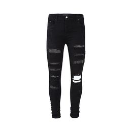 Diseñador Hip Hop Pantalones Street Fashion Hombres Jeans Elásticos Rasgados Jeans Hombres Estiramiento Flaco Pantalones Marca Parche