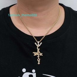 Designer Hip Hop Brillant Chaîne Cubaine Collier Chaîne De Glace Punk Croix Pendentif Plein De Diamants Moissanite Danse Bijoux Cadeaux Pour Hommes Et Femmes