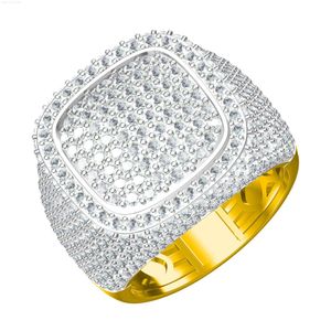 Designer diamanten ring in hiphopstijl voor heren in massief 14kt geel rosé goud met aangepast trendy ontwerp tegen een groothandelsprijs