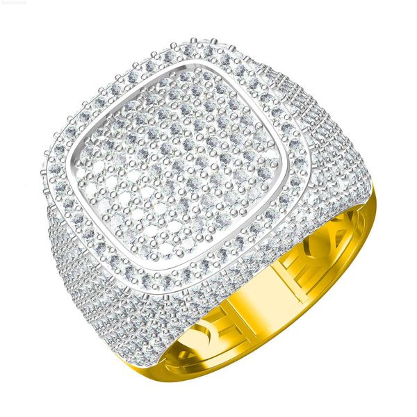 Bague en diamant de style hip-hop pour hommes en or rose jaune massif 14 carats avec un design tendance personnalisé à un prix de gros