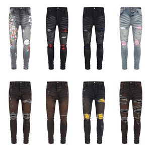 Designer Hip-Hop Zipper Lavable Lettre Rétro Mode Hommes Design Moto Cyclisme Slim Jeans .28-40