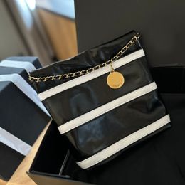 Diseñador Bag Hobo Bag de 24p Bolsa de basura a rayas con cadena de oro de estilo vintage y lujoso cuero - Bolso de mujer para mujeres