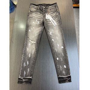 Designer Hole Jeans Jeans Violet Pour Hommes Skinny Moto Tendance Ripped Patchwork Trou Toute L'année Slim Legged Purple Brand Jeans 16