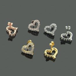 Designer creux en forme de coeur boucles d'oreilles femme diamant collier couple chaîne pendentif bijoux de luxe cadeau petite amie accessoires whol3298
