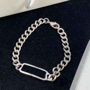 Bracelets à breloques rectangulaires creux de styliste pour femmes, chaîne à maillons en argent, personnalité, Bracelet de rue