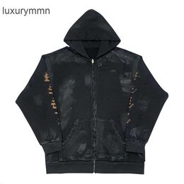 designer hoodie balencigs Mode Hoodies Hoody Herensweaters Hoge kwaliteit Correcte versie 23SS Nieuw Sanskriet Oud Versleten Moddergeverfd Heren Damessweater met rits en capuchon P1YV